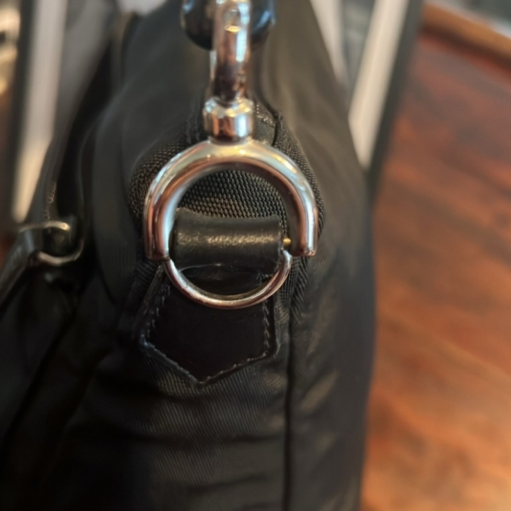 GUCCI Vintage Nylon Hand Bag with Bamboo Handle Black - Picture 8 of 12